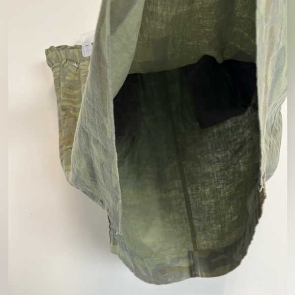 Caslon Green Camo Mini Drawstring Paper bag Linen Blend Skirt Womens XL - Picture 2 of 11
